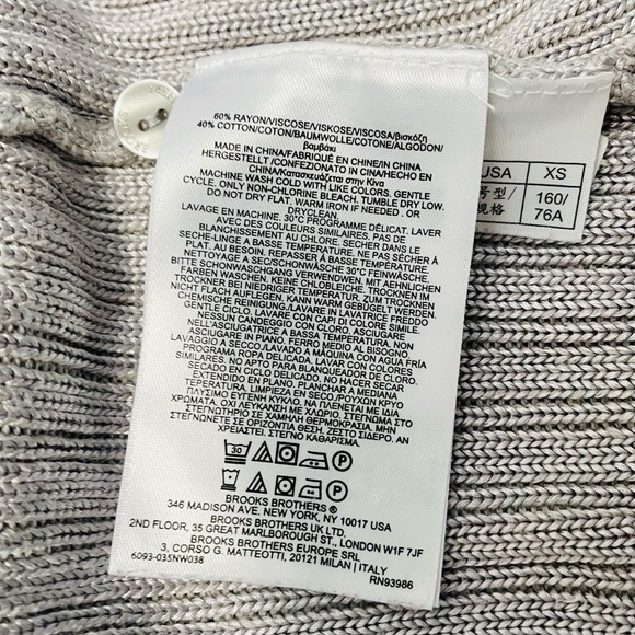 Brooks Brothers S/S Ribbed Cardigan in Cloud - Picture 10 of 10